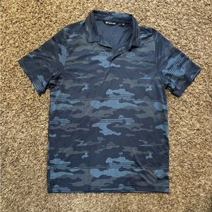 Travis Mathew Beachside Stealth Golf Polo Size XL Navy Palm Trees